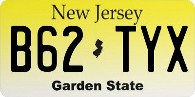NJ license plate B62TYX