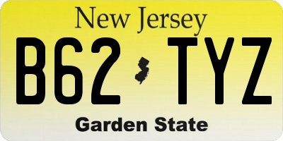 NJ license plate B62TYZ