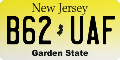 NJ license plate B62UAF