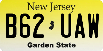 NJ license plate B62UAW