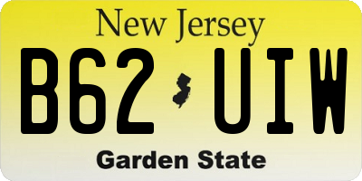 NJ license plate B62UIW