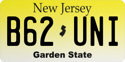 NJ license plate B62UNI