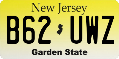NJ license plate B62UWZ