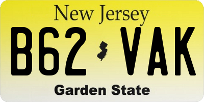 NJ license plate B62VAK