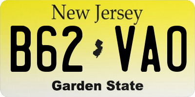 NJ license plate B62VAO