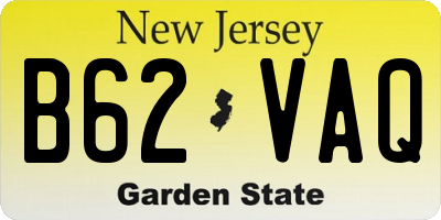 NJ license plate B62VAQ