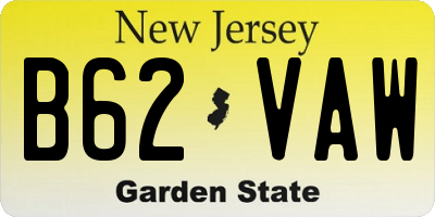 NJ license plate B62VAW