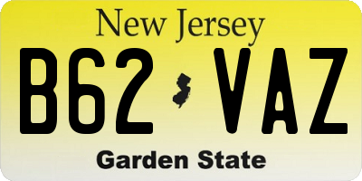 NJ license plate B62VAZ