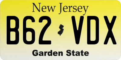 NJ license plate B62VDX