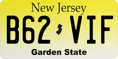 NJ license plate B62VIF
