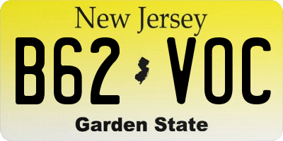 NJ license plate B62VOC