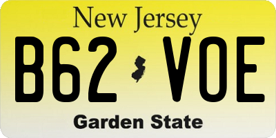 NJ license plate B62VOE