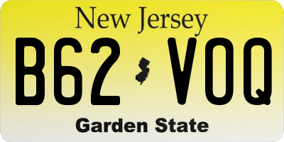 NJ license plate B62VOQ