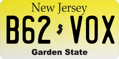 NJ license plate B62VOX