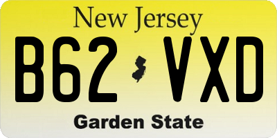 NJ license plate B62VXD