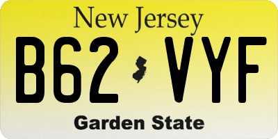 NJ license plate B62VYF