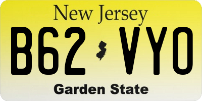 NJ license plate B62VYO