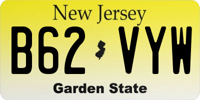 NJ license plate B62VYW