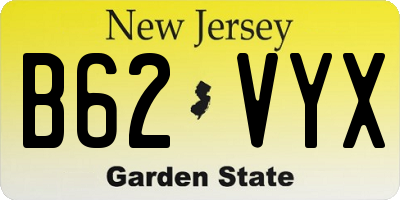 NJ license plate B62VYX