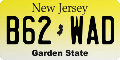 NJ license plate B62WAD