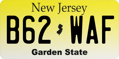 NJ license plate B62WAF