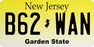 NJ license plate B62WAN