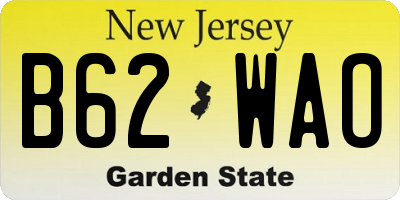 NJ license plate B62WAO