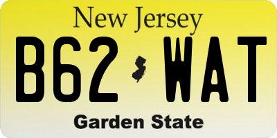 NJ license plate B62WAT