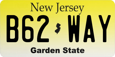 NJ license plate B62WAY