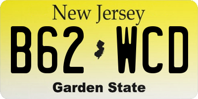 NJ license plate B62WCD