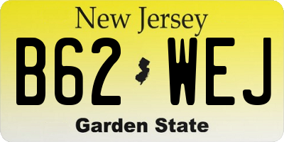 NJ license plate B62WEJ