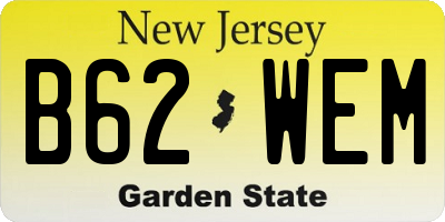 NJ license plate B62WEM