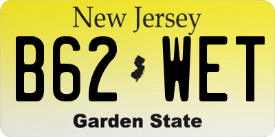 NJ license plate B62WET