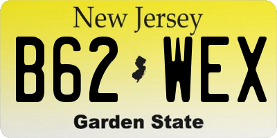 NJ license plate B62WEX