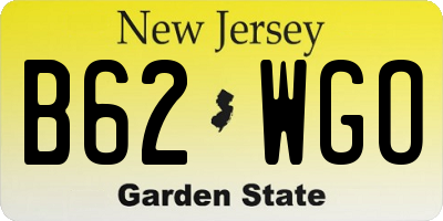 NJ license plate B62WGO