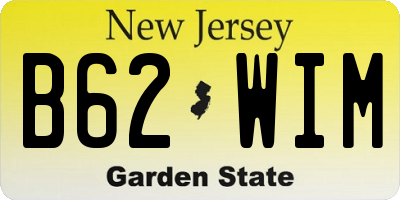 NJ license plate B62WIM