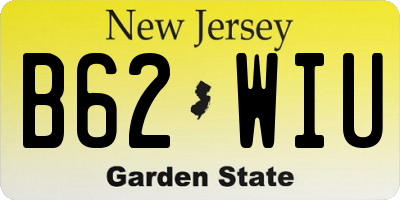 NJ license plate B62WIU