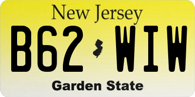NJ license plate B62WIW