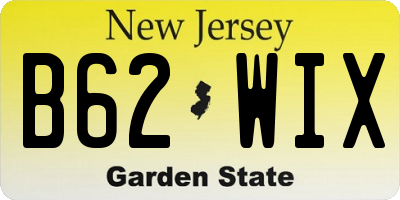 NJ license plate B62WIX