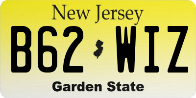 NJ license plate B62WIZ