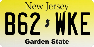 NJ license plate B62WKE
