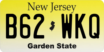 NJ license plate B62WKQ