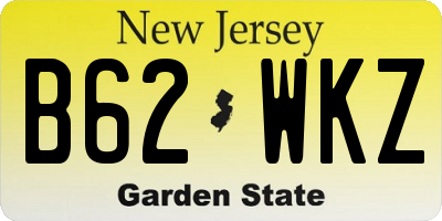 NJ license plate B62WKZ