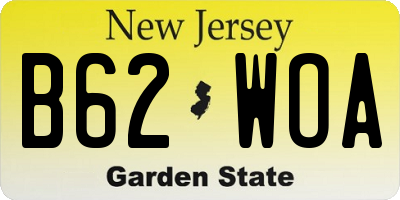 NJ license plate B62WOA