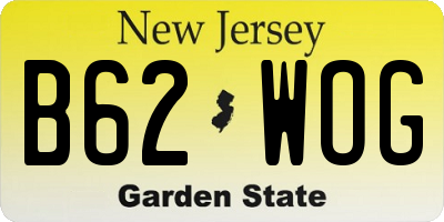 NJ license plate B62WOG