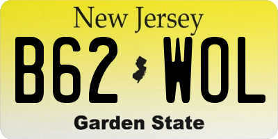 NJ license plate B62WOL