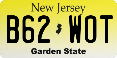 NJ license plate B62WOT