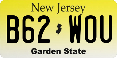 NJ license plate B62WOU