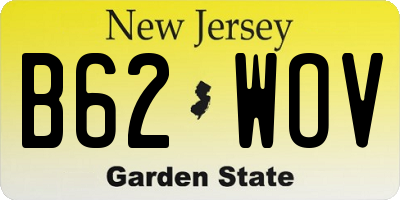 NJ license plate B62WOV