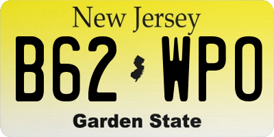 NJ license plate B62WPO